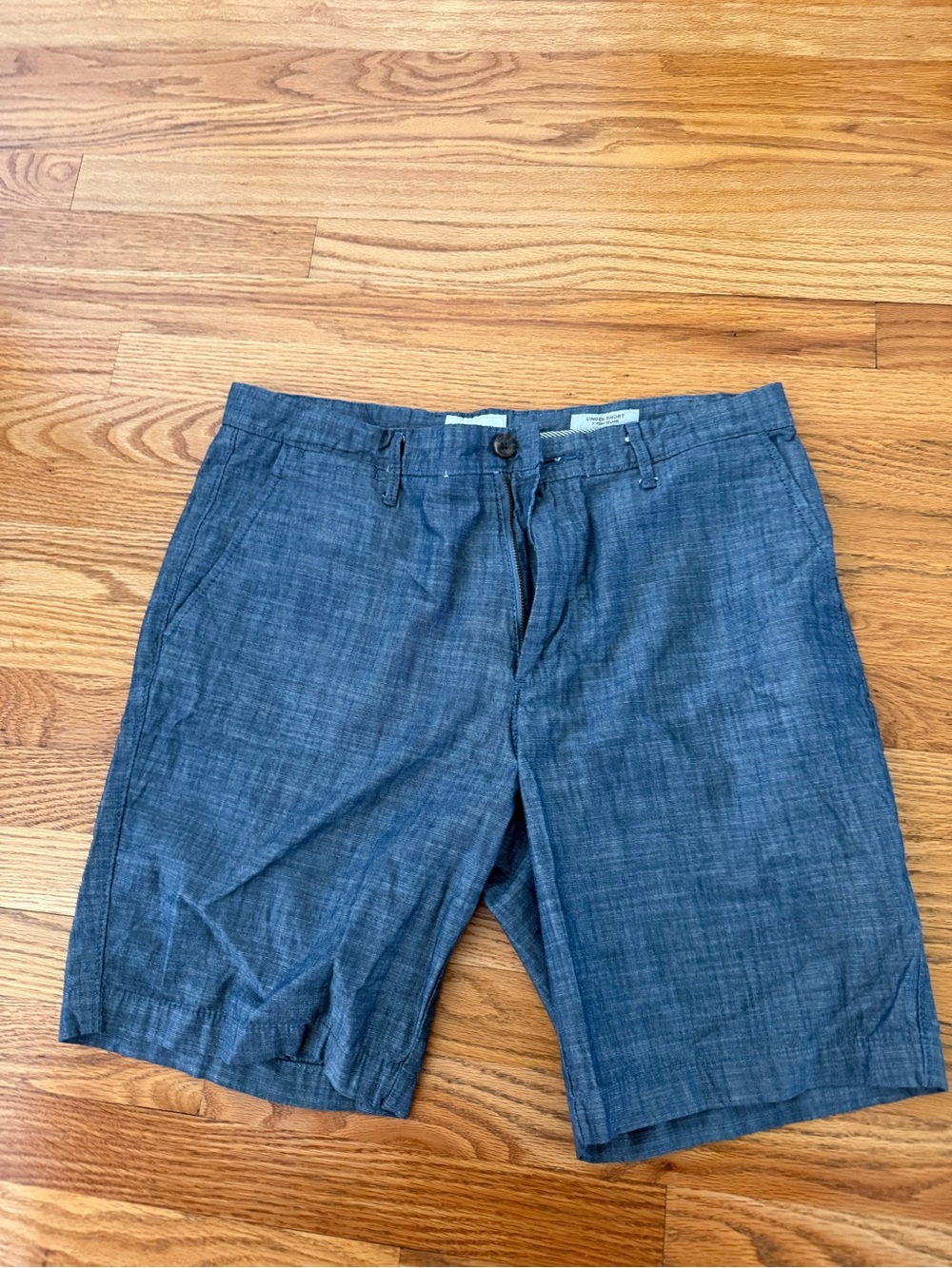 Men's Blue Linen-Blend Shorts